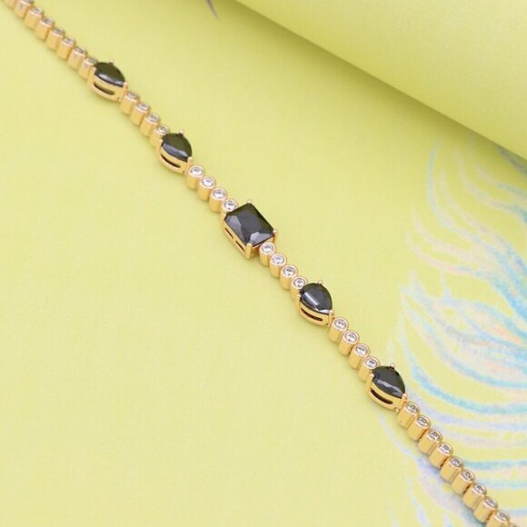 "Elegant Black & Clear Stone Rose Gold Bracelet, XPBL0824 - Picture 2 of 12